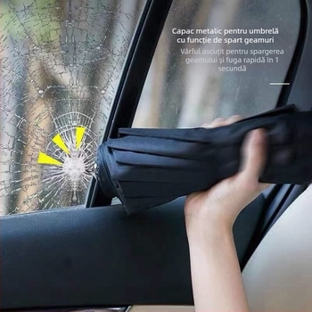 Umbrelă auto cu ciocan pentru spargerea geamurilor, complet automată, montată pe mașină, pliabilă