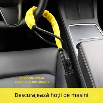 Lacăt de volan auto cu lanț și cablu din oțel – Corp din fier, cilindru din cupru, Modelul 08767, Compatibil cu automobile
