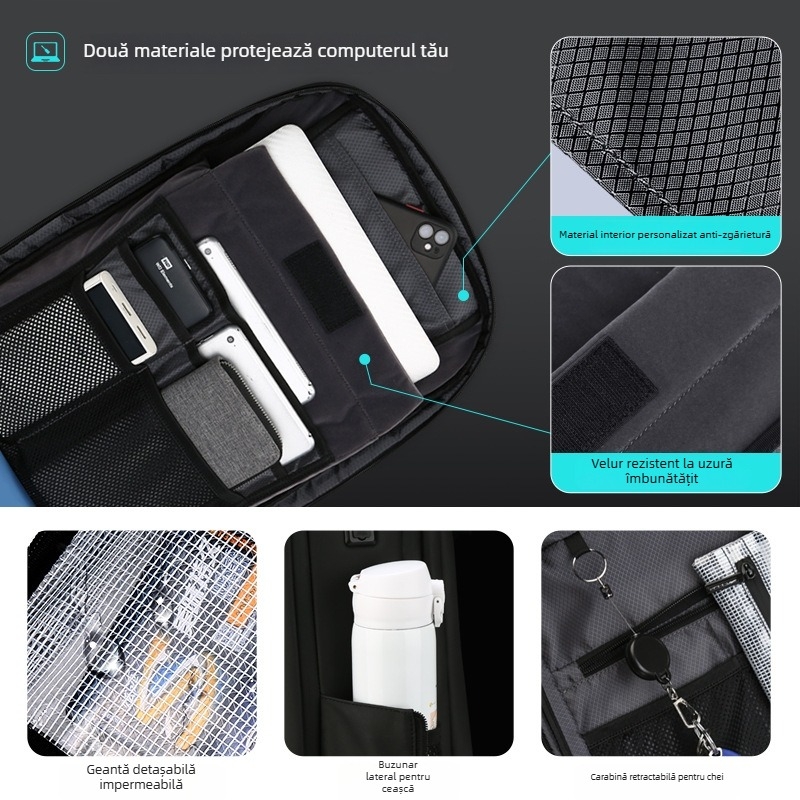 Rucsac pentru laptop pentru afaceri și călătorii, capacitate 20–35 L, material Oxford, impermeabil, anti-furt, carcasă rigidă