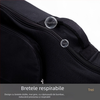 Geantă pentru chitară, impermeabilă, burete de 20 mm grosime, bretele cu pernă de aer, material poliester-pamut, căptușeală Oxford