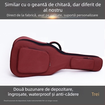 Geantă pentru chitară, impermeabilă, burete de 20 mm grosime, bretele cu pernă de aer, material poliester-pamut, căptușeală Oxford