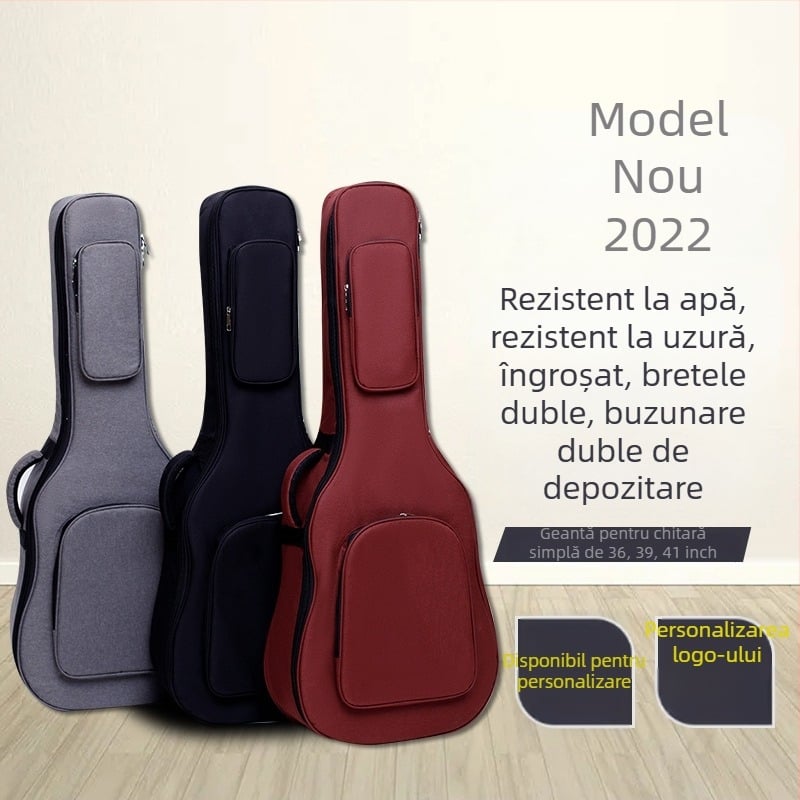 Geantă pentru chitară, impermeabilă, burete de 20 mm grosime, bretele cu pernă de aer, material poliester-pamut, căptușeală Oxford