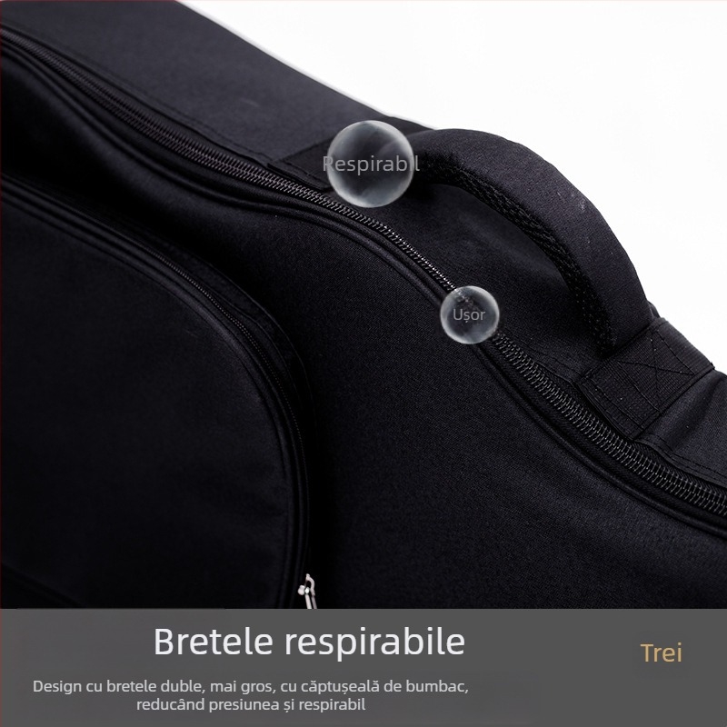 Geantă pentru chitară, impermeabilă, burete de 20 mm grosime, bretele cu pernă de aer, material poliester-pamut, căptușeală Oxford