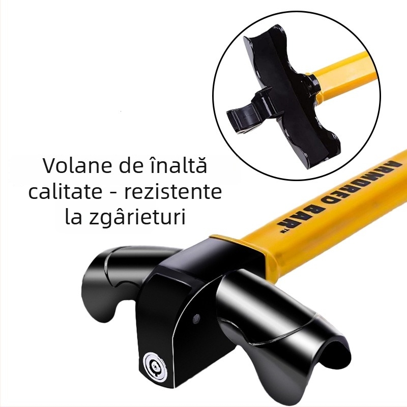 Blocare volan auto, în formă de T, metal, model BY-1565, universal pentru vehicule, cilindru de încuietoare plum