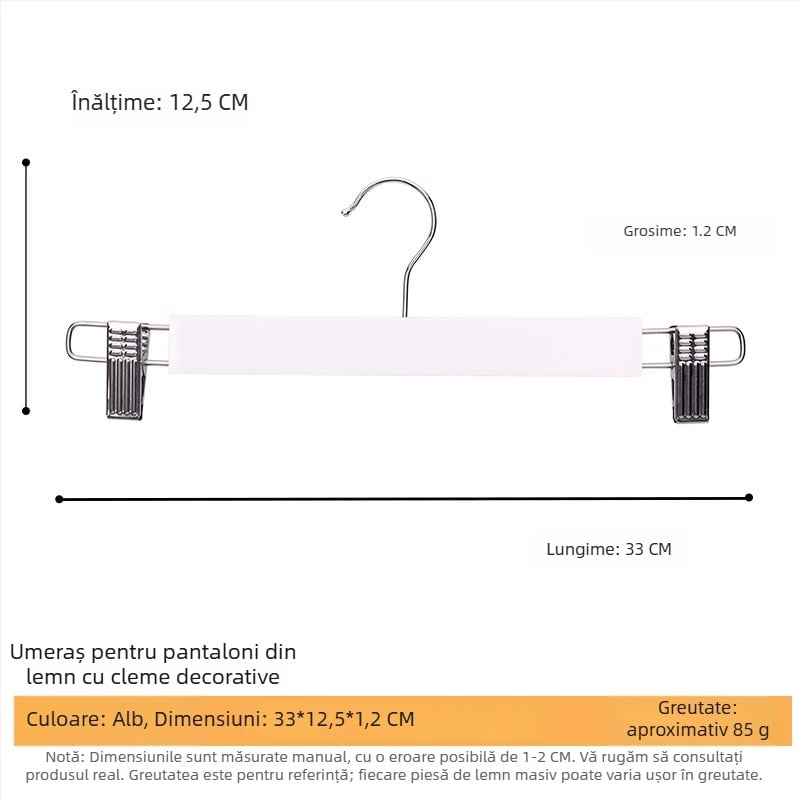 Umeraș din lemn masiv cu cârlig plat, bandă anti-derapare canelată, știfturi pe ambele părți, fără zgârieturi – Model CJWMC23