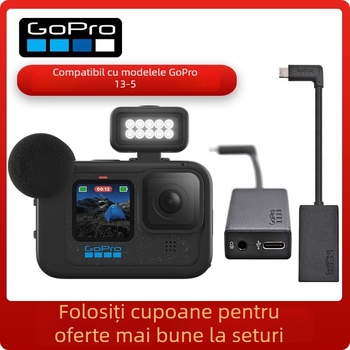 Adaptor GoPro original pentru microfon, cablu audio 3,5 mm – nucleu de cupru, cablu de cupru