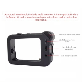 Adaptor GoPro original pentru microfon, cablu audio 3,5 mm – nucleu de cupru, cablu de cupru