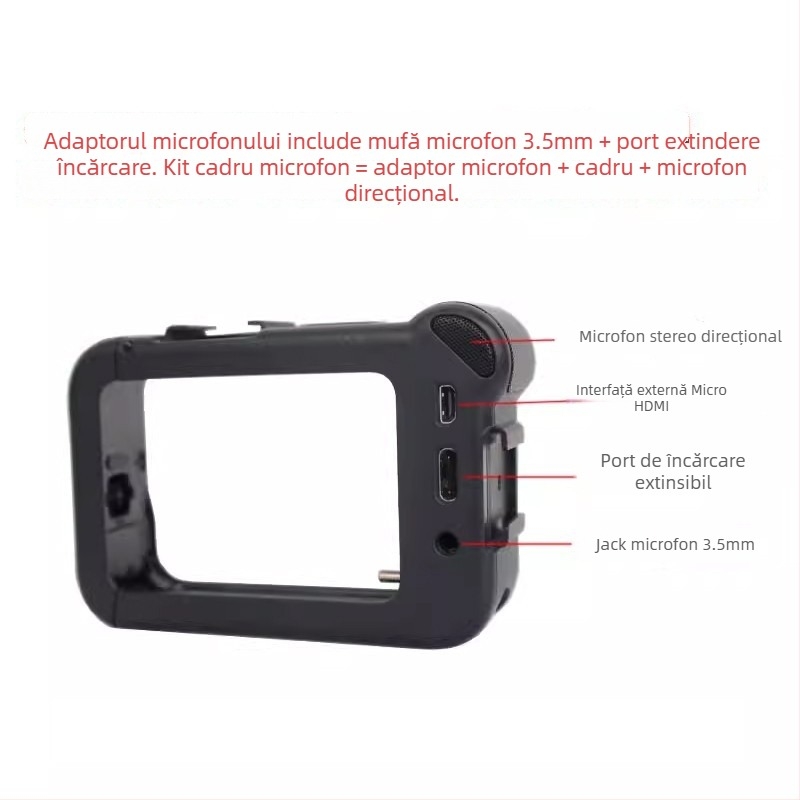 Adaptor GoPro original pentru microfon, cablu audio 3,5 mm – nucleu de cupru, cablu de cupru