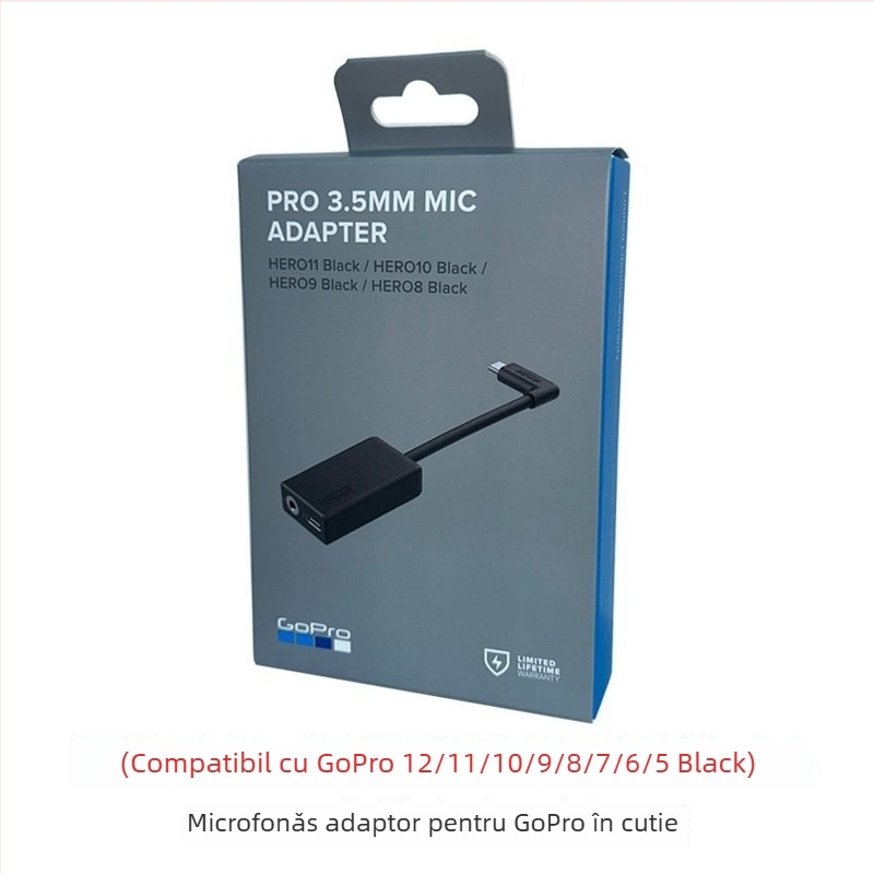 Adaptor GoPro original pentru microfon, cablu audio 3,5 mm – nucleu de cupru, cablu de cupru