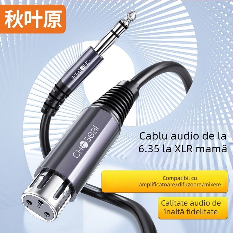 Akihabara cablu audio balansat de la 6,5 mm la 6,35 mm, cu conectori XLR masculi și feminini, pentru placa de sunet și microfon