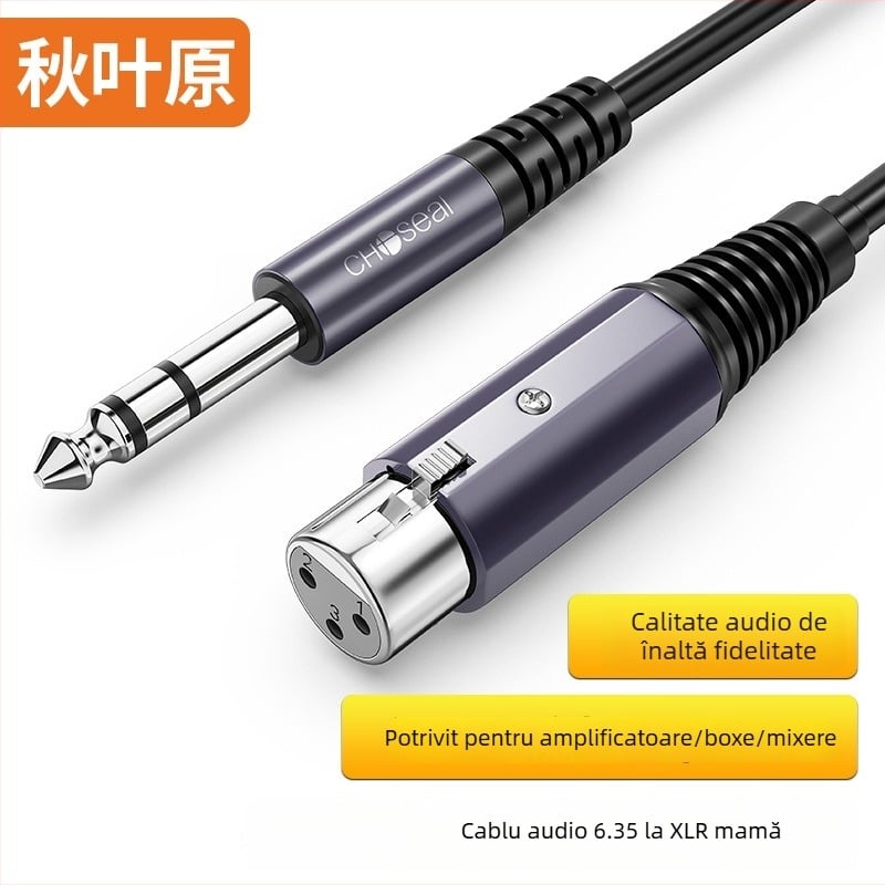 Akihabara cablu audio balansat de la 6,5 mm la 6,35 mm, cu conectori XLR masculi și feminini, pentru placa de sunet și microfon
