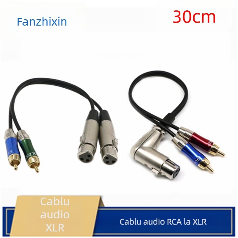 Cablu audio balansat 2RCA către 2XLR, conductori din cupru pur, conectori placati cu nichel