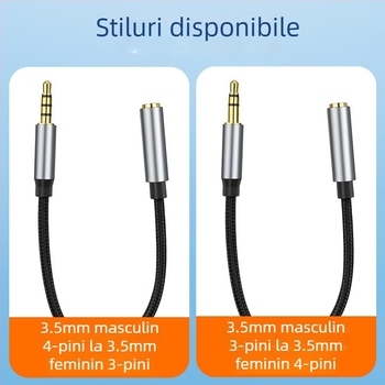 Digital Fox cablu adaptor pentru microfon cu clips pentru guler, 3,5 mm 4 poli la 3 poli, nucleu din nylon, conductori din cupru