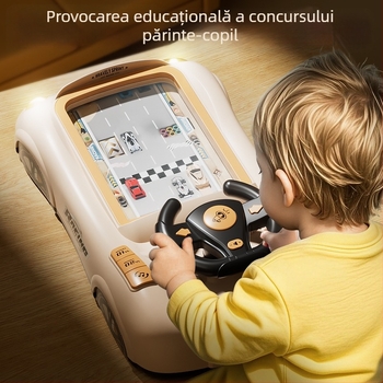 Volan de simulare pentru copii – jucărie educațională electrică pentru desktop cu aventură, mod dual și muzică, pentru vârsta 7-14 ani