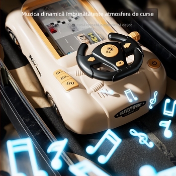 Volan de simulare pentru copii – jucărie educațională electrică pentru desktop cu aventură, mod dual și muzică, pentru vârsta 7-14 ani