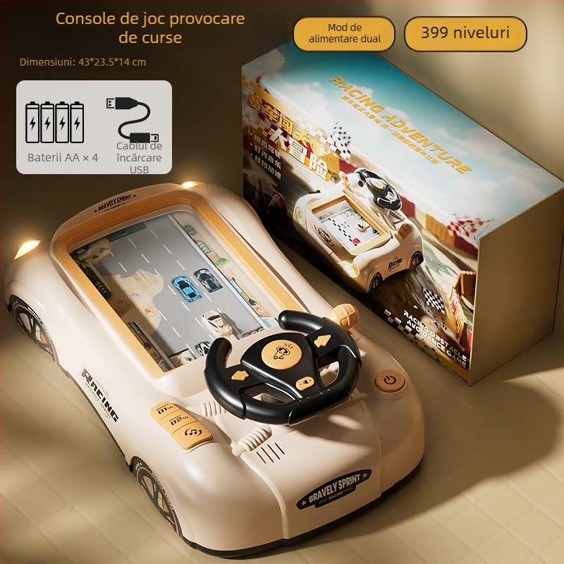 Volan de simulare pentru copii – jucărie educațională electrică pentru desktop cu aventură, mod dual și muzică, pentru vârsta 7-14 ani