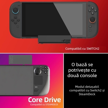 NS2 bază docking portabil pentru Nintendo Switch și Steam Deck, ABS material, 195 g