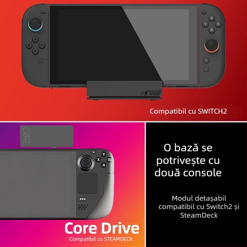 NS2 bază docking portabil pentru Nintendo Switch și Steam Deck, ABS material, 195 g