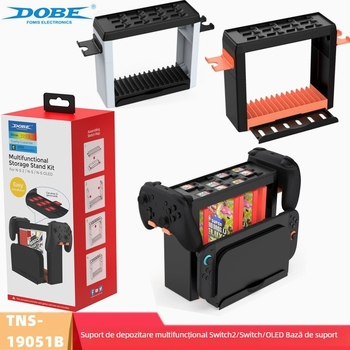 Switch2 Bază de depozitare multifuncțională pentru Switch2 și OLED – Material ABS, 439 g, Depozitare discuri și carduri de joc