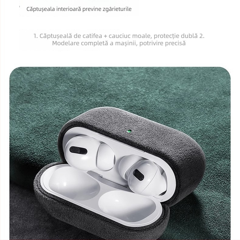 Husă de protecție din piele nubuc pentru Apple AirPods Pro 2/3