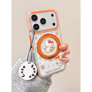 Carcasă de protecție pentru telefon cu suport transparent pliabil; design drăguț cu personaje de desene animate; protecție anti-cădere; pentru iPhone 15 și 16 Pro