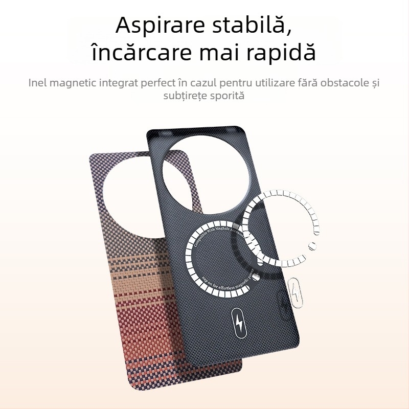Carcasă Huawei Mate70 Pro din fibră Kevlar/aramidă, rigidă, presare la cald, personalizabilă, rezistență la abraziune