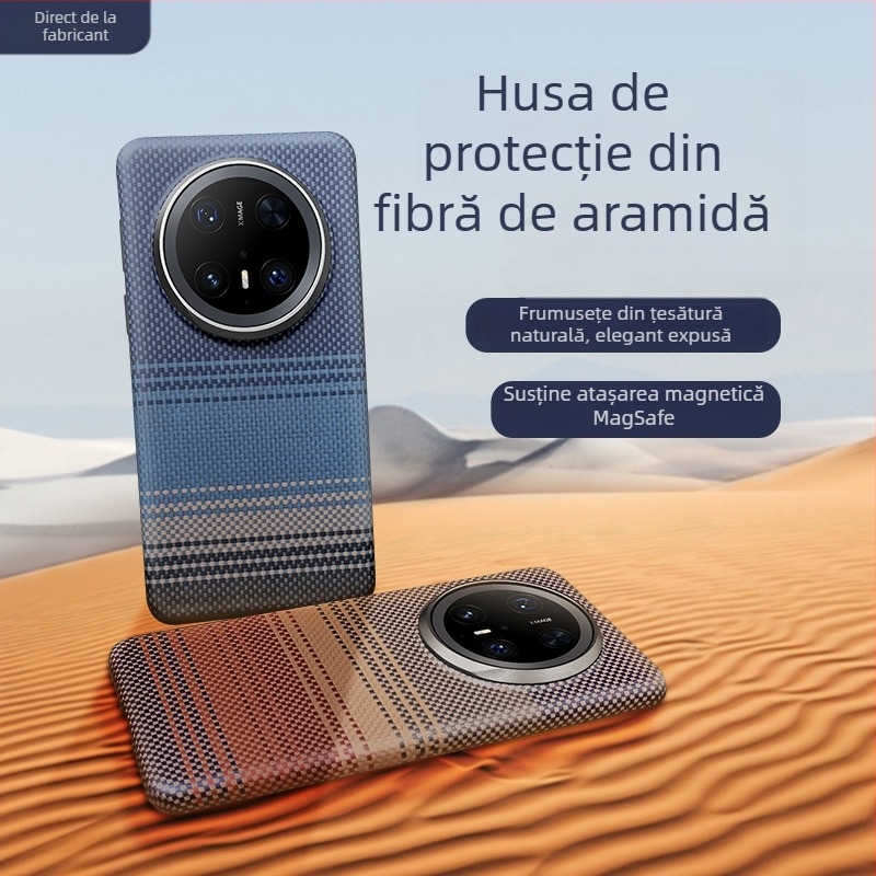Carcasă Huawei Mate70 Pro din fibră Kevlar/aramidă, rigidă, presare la cald, personalizabilă, rezistență la abraziune