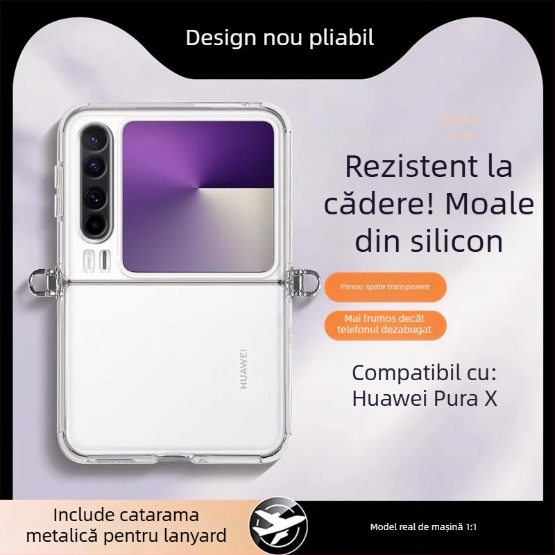 Carcasă din silicon Huawei PuraX cu cârlig pentru crossbody, husă moale, anti-cădere
