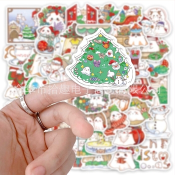 Set de stickere pe foi – Spiriduși de Crăciun, 50 foi, PVC autocolant, stil desen animat