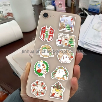 Set de stickere pe foi – Spiriduși de Crăciun, 50 foi, PVC autocolant, stil desen animat