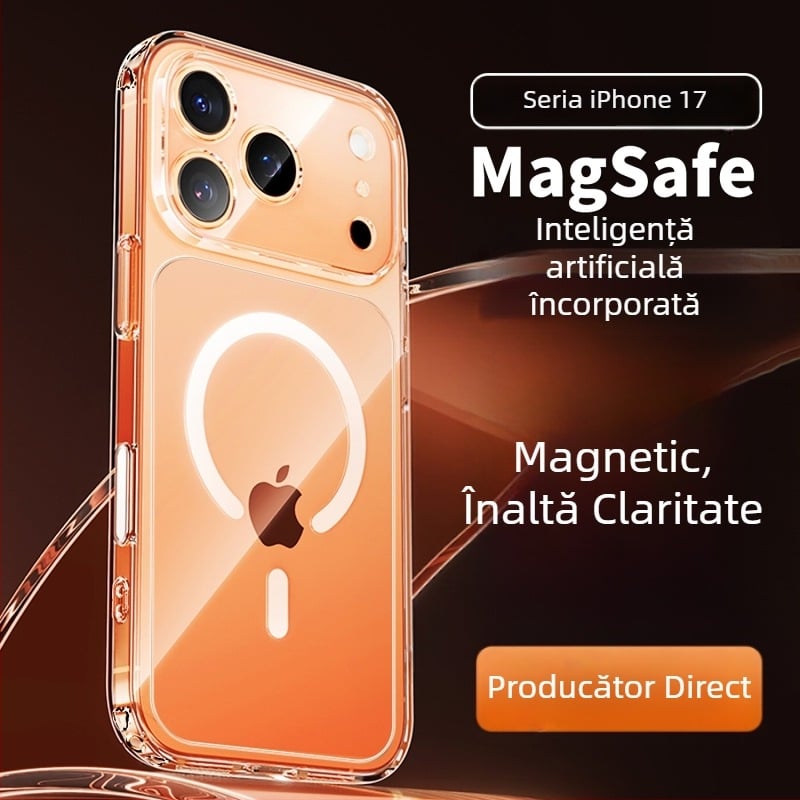 Carcasă transparentă magnetică pentru iPhone 11–14 Pro/Max cu găuri precise și protecție completă a obiectivului (Material: TPU+PC; Turnare prin injecție; Funcții: atracție magnetică, anti-cădere)