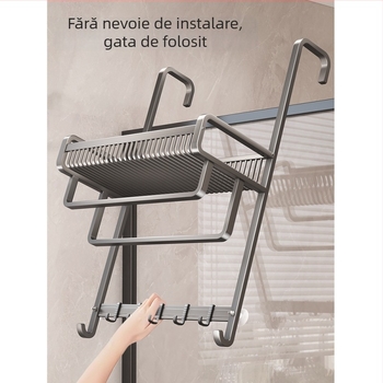 Raft de baie din aluminiu, fără găuri, suport pentru prosoape, etajeră cu trei niveluri, finisaj spray-plastic, capacitate de încărcare 20 kg