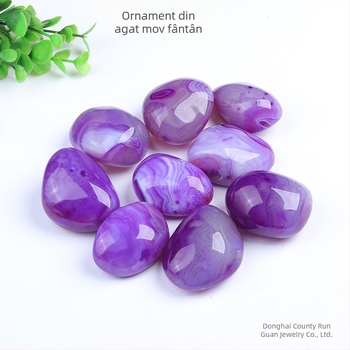 Piesă de mână din agat cu dungi mov; Material: agat; Brand: Crown Jewelry; Stil: modernă, simplitate; Ambalare: pungă PP