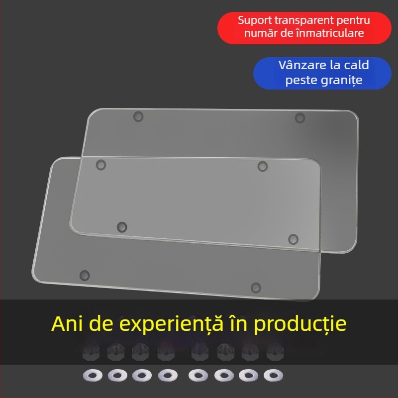 Ramă pentru plăcuța de înmatriculare în stil american, transparentă, din aliaj de aluminiu, 31×16 cm