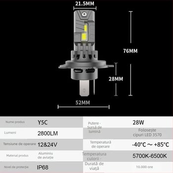 Lumină LED pentru farul auto Plug‑in, replică 1:1 a lămpii halogene, montaj non‑distructiv, conductă dublă de cupru, fascicul înalt/joasă integrat, lampă de ceață H8