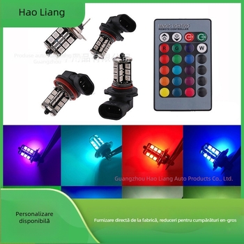 BYL far LED de ceață pentru mașină, 12V, 5W, 200 lm, 27 LED 5050, telecomandă inclusă, compatibil cu H11/H8/H4/H7/9005/9006/H1/H3/880/881