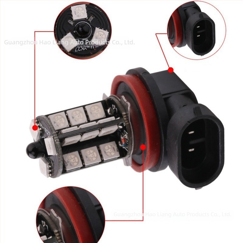 BYL far LED de ceață pentru mașină, 12V, 5W, 200 lm, 27 LED 5050, telecomandă inclusă, compatibil cu H11/H8/H4/H7/9005/9006/H1/H3/880/881