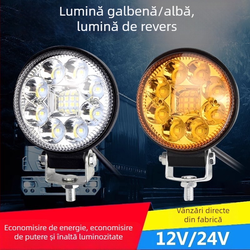 Proiector LED pentru camion, lumină de mers înapoi, 12/24V, 6W, carcasă din aluminiu, 12 LED