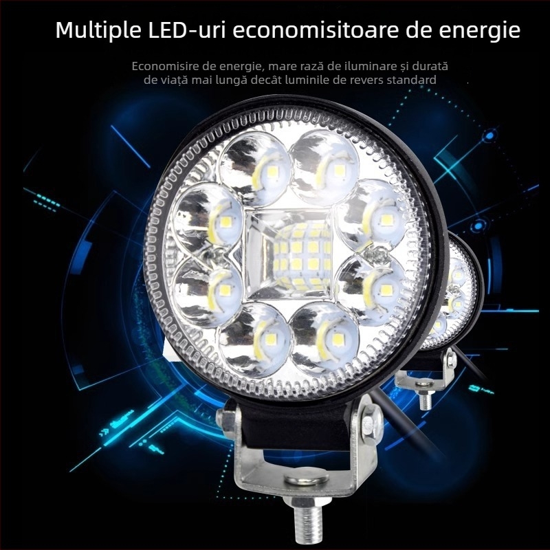 Proiector LED pentru camion, lumină de mers înapoi, 12/24V, 6W, carcasă din aluminiu, 12 LED
