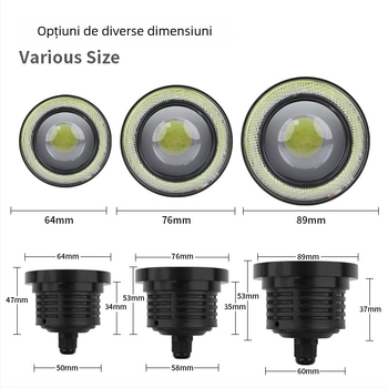 YSX lampă LED de ceață față, 2,5 inch, cu Angel Eye, lentilă cu luminozitate înaltă, lumini de zi, 12V, 10W