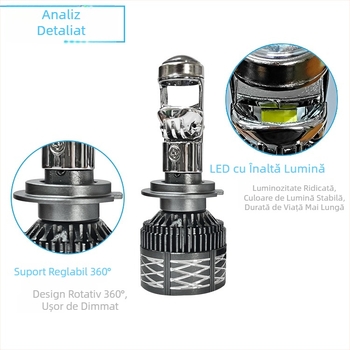 Faruri LED pentru mașină model A80, 30-60W, 2.1A, compatibil universal