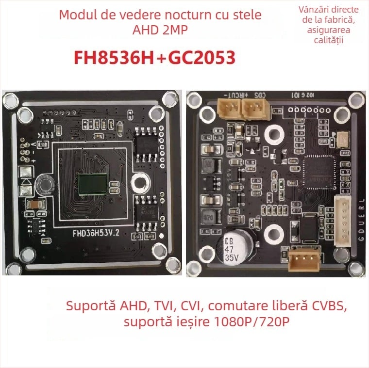 Modul cameră montat pe vehicul cu viziune nocturnă infraroșu – AHD 1080P, senzor GC2053, obiectiv 2.8-12mm, distanță IR 1–100 m