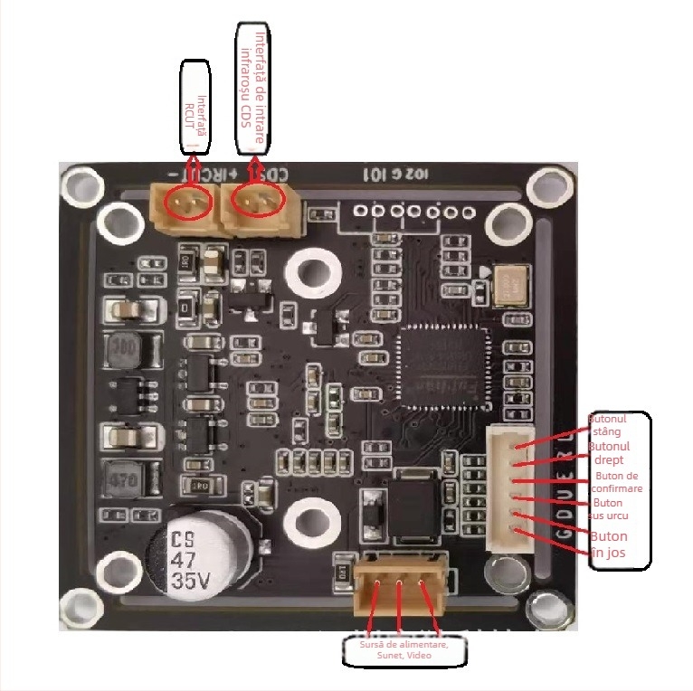 Modul cameră montat pe vehicul cu viziune nocturnă infraroșu – AHD 1080P, senzor GC2053, obiectiv 2.8-12mm, distanță IR 1–100 m