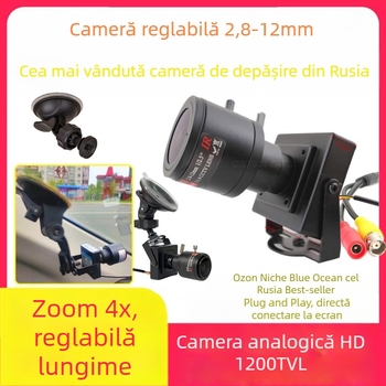 Modul de cameră pentru monitorizarea vehiculului cu obiectiv varifocal 2.8–12 mm, CMOS, 1200TVL, 12V