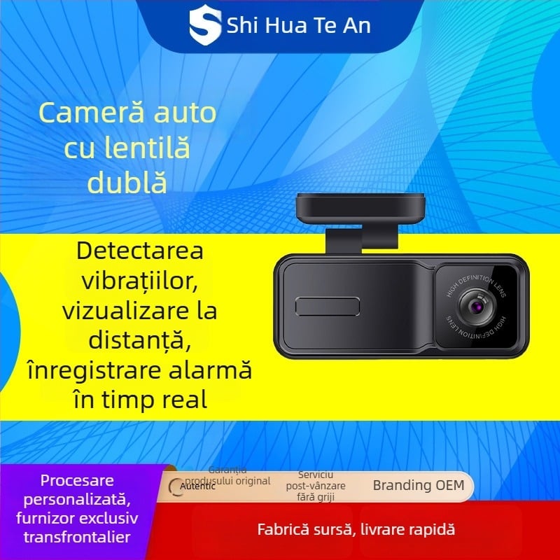 Cameră auto cu două obiective, vizualizare la distanță 4G, poziționare GPS și înregistrare 24h