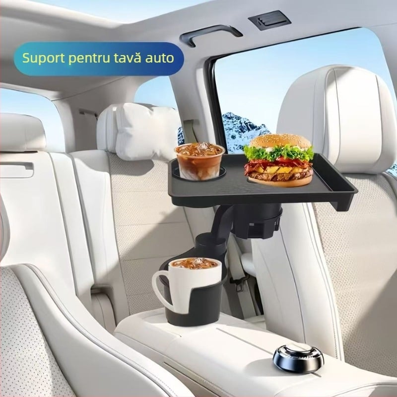 Tavă pentru cotiera auto, mică tavă pentru scaunele din față și din spate, masă pentru servire, suport pentru telefon, model Qy62
