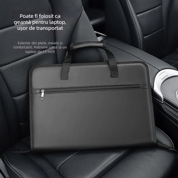 Tavă pentru volanul mașinii cu suport pentru laptop și suport pentru tabletă; Multifuncțional, pliabil; Montare pe perete; Material: Alt; Compatibil universal