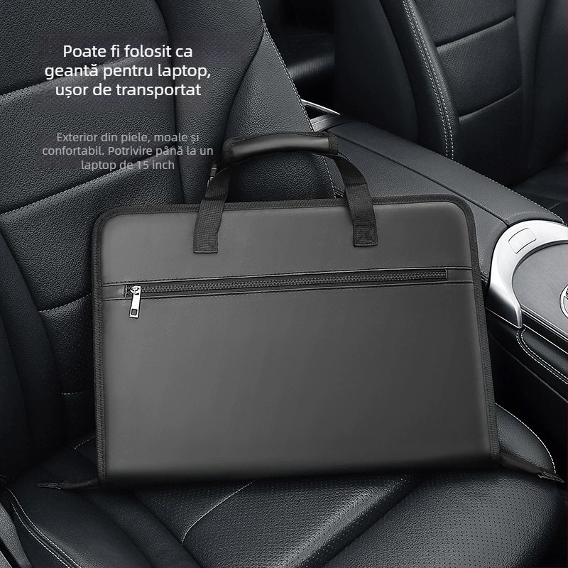 Tavă pentru volanul mașinii cu suport pentru laptop și suport pentru tabletă; Multifuncțional, pliabil; Montare pe perete; Material: Alt; Compatibil universal