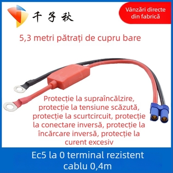 Cleme EC5 pentru pornire de urgență a mașinii, cablu de alimentare 10 AWG, izolație din silicon, pentru baterie auto