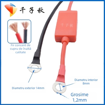 Cleme EC5 pentru pornire de urgență a mașinii, cablu de alimentare 10 AWG, izolație din silicon, pentru baterie auto